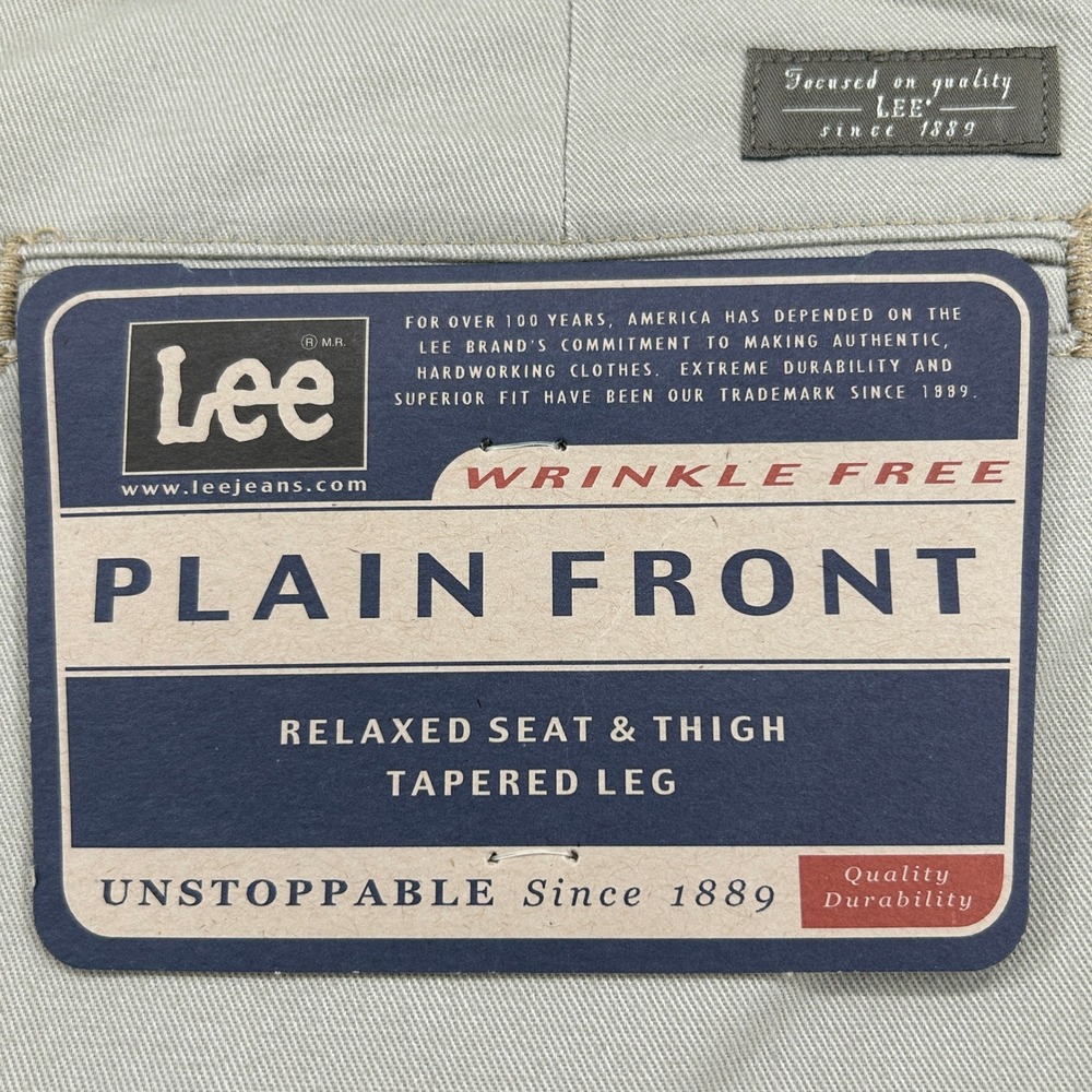 BUNDLE Lee Mens Plain Front Relaxed Fit Tapered Leg Chino Pants 40x29 NWT Office - Picture 4 of 14